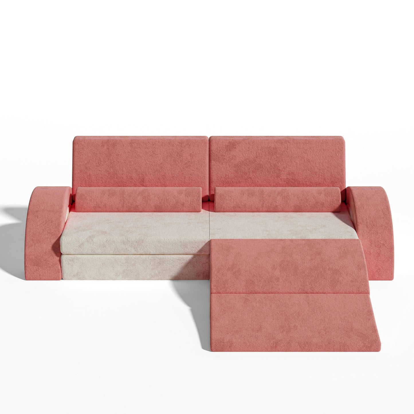 PORKISS 11 PCS Modular Kids Play Couch, Foam Toddler Sofa Couch for Kids Girls Boys, DIY Creativing Modular Kids Sofa, Modern Floor Couch for Kids Playroom, Bedroom, Pink/White