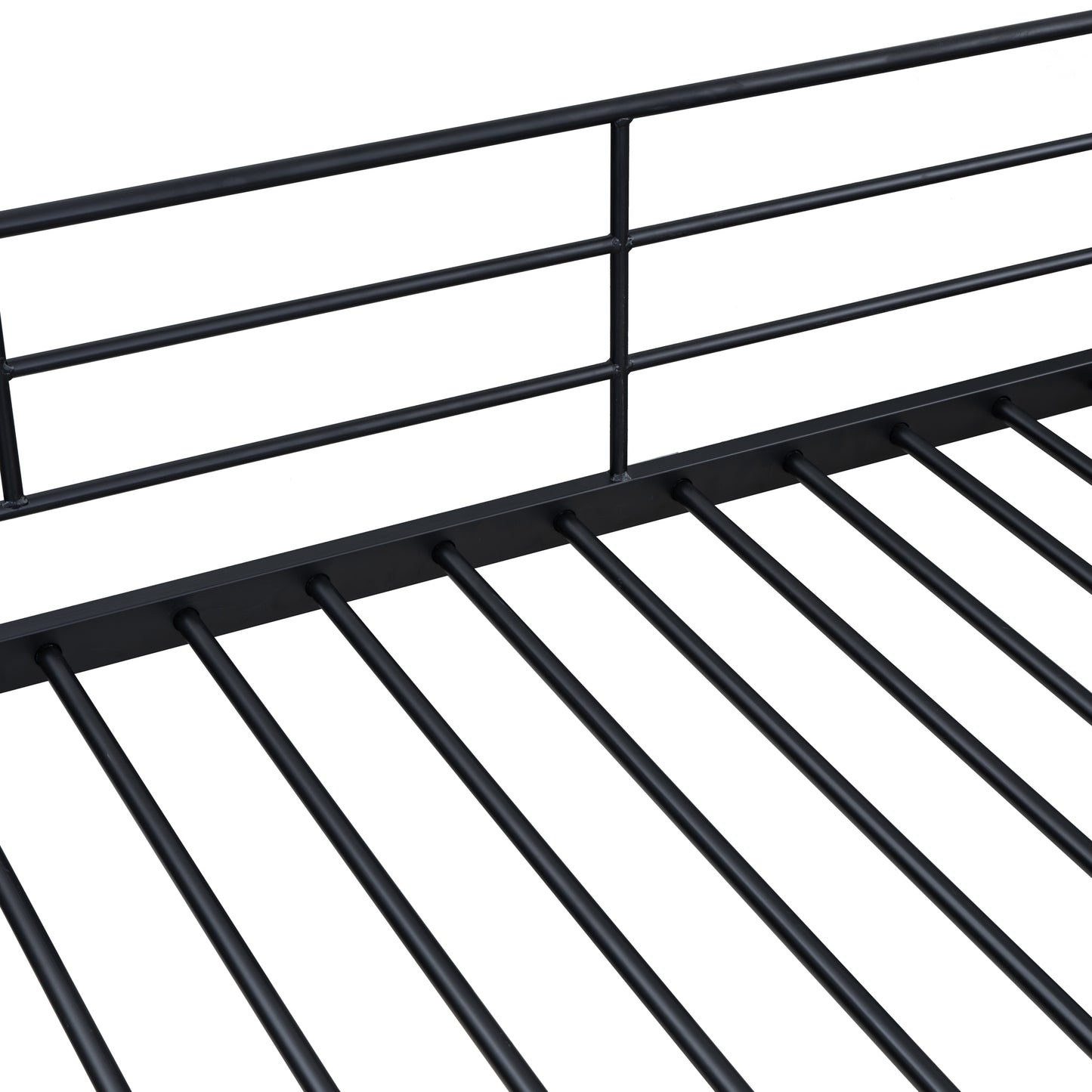 PORKISS Full Metal Bunk Beds, Industrial Metal Bunk Beds with Lateral Storage Ladder and Wardrobe, Bunkbeds for Teens, Metal Twin Bunk Bed Frame with Ladder and Full-Length Guardrail, Black