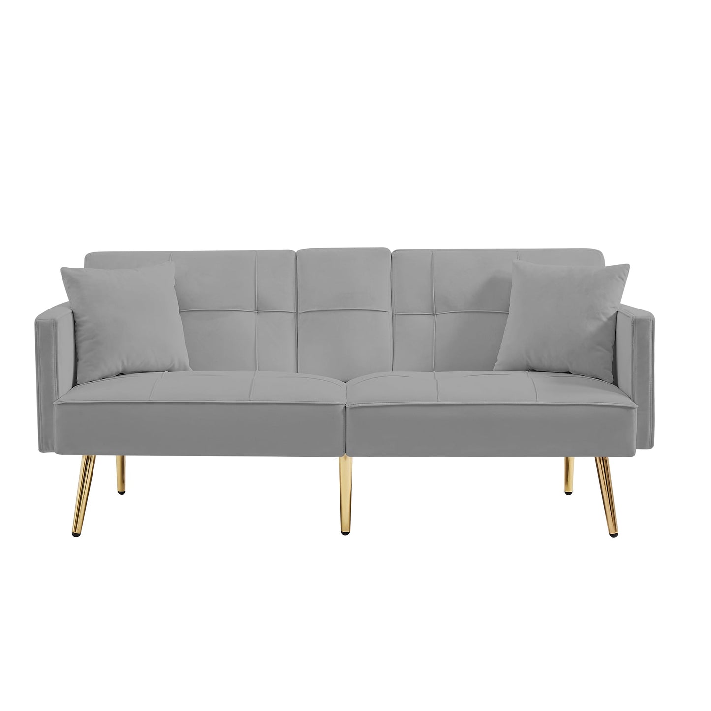 Modern Velvet Sofa with Gold Metal Legs,Switch from Sofa to a Comfy Bed in Just Seconds,Gray