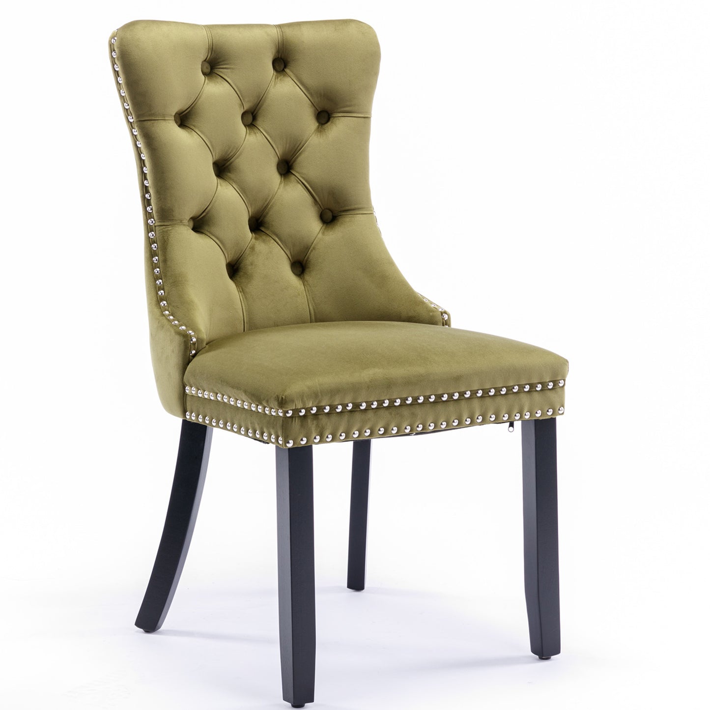 PORKISS Dining Chairs Set of 2, Upholstered High-End Tufted Dining Room Chair with Back Ring and Nailhead Trim, Modern Velvet Chairs with Solid Wood Legs for Kitchen