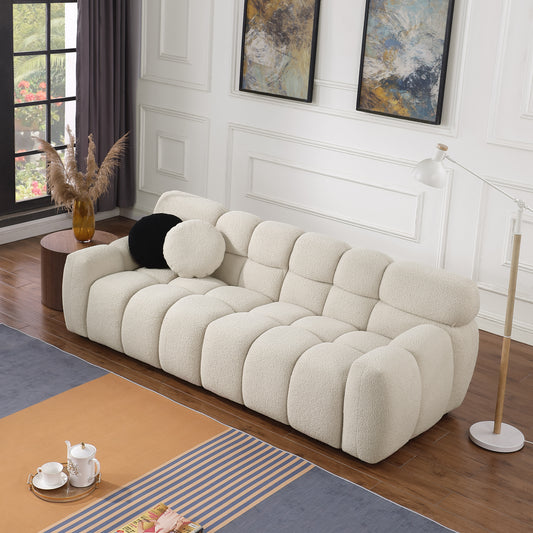 PORKISS Marshmallow Sofa Couch, 87.4" Length 35.83" Depth Boucle Sofas Loveseat, Up to 3 Seaters, Beige