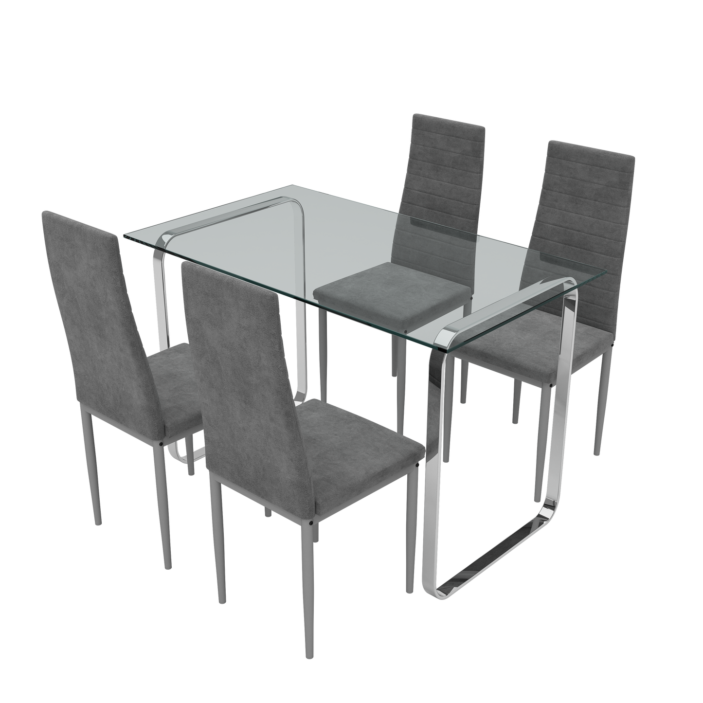 PORKISS Kitchen Table Set, 5 Pieces Dining Table Set, Tempered Glass Dining Table and Chairs Set, Upgraded Iron Dining Room Table Set with 4 PU Leather Chairs