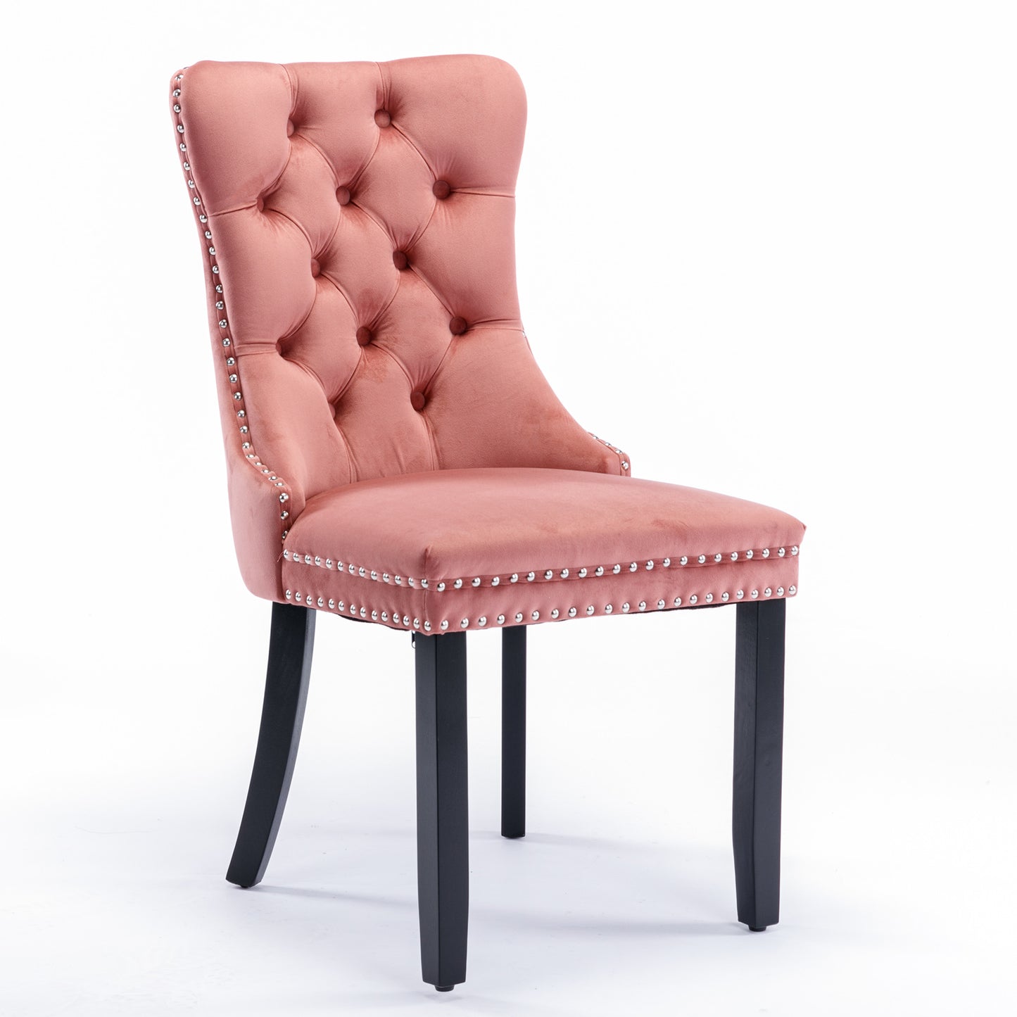 PORKISS Dining Chairs Set of 2, Upholstered High-End Tufted Dining Room Chair with Back Ring and Nailhead Trim, Modern Velvet Chairs with Solid Wood Legs for Kitchen