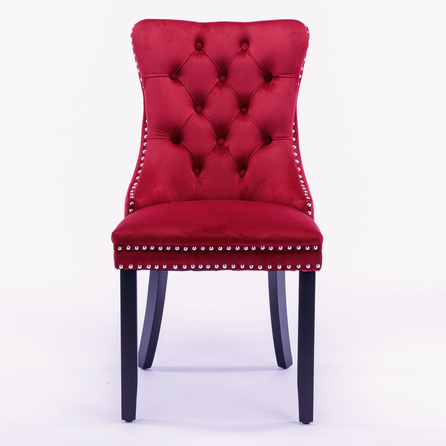 PORKISS Dining Chairs Set of 2, Upholstered High-End Tufted Dining Room Chair with Back Ring and Nailhead Trim, Modern Velvet Chairs with Solid Wood Legs for Kitchen